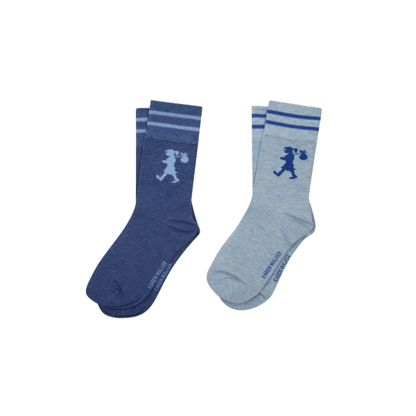 KW Runaway Girl Socks 2 pack - Blue + Light Blue