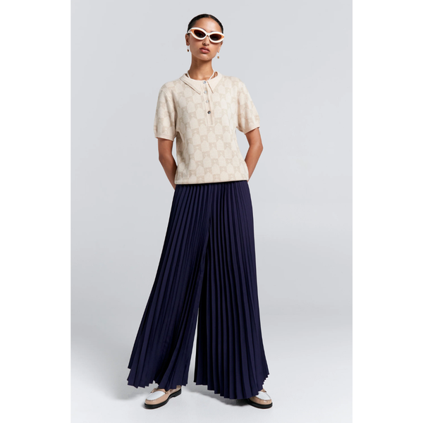 Sunray Pleated Pant - Navy