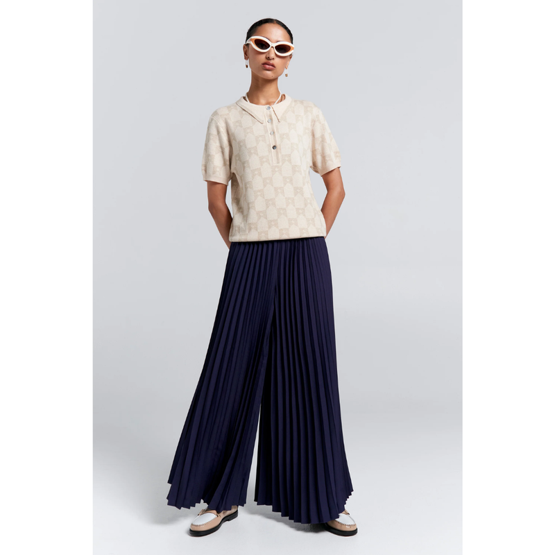 Sunray Pleated Pant - Navy