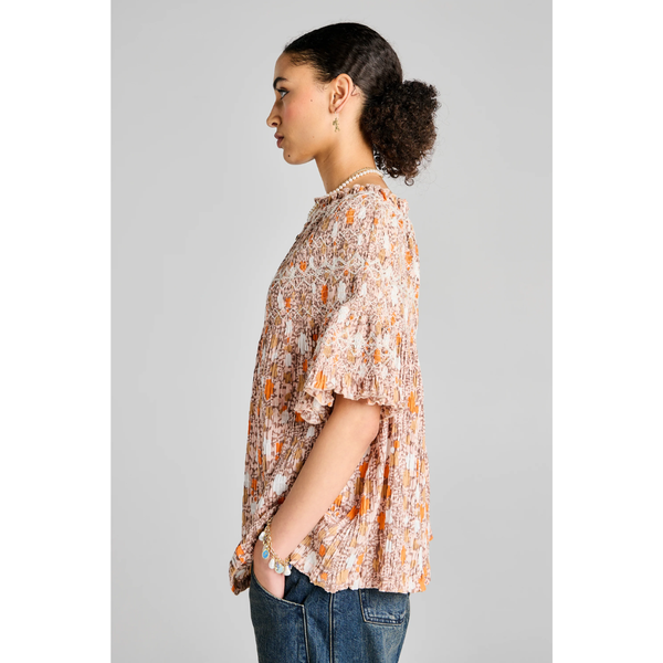Theia Smocked Blouse - Pink Multi/White