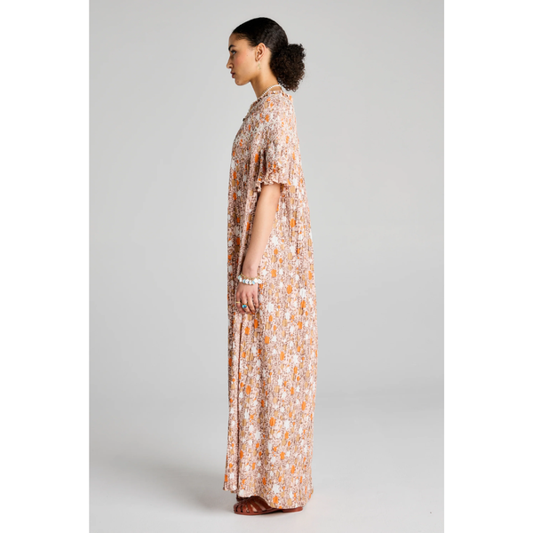 Theia Smocked Dress - Pink Multi/White