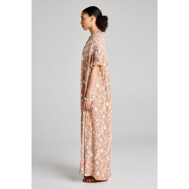 Theia Smocked Dress - Pink Multi/White