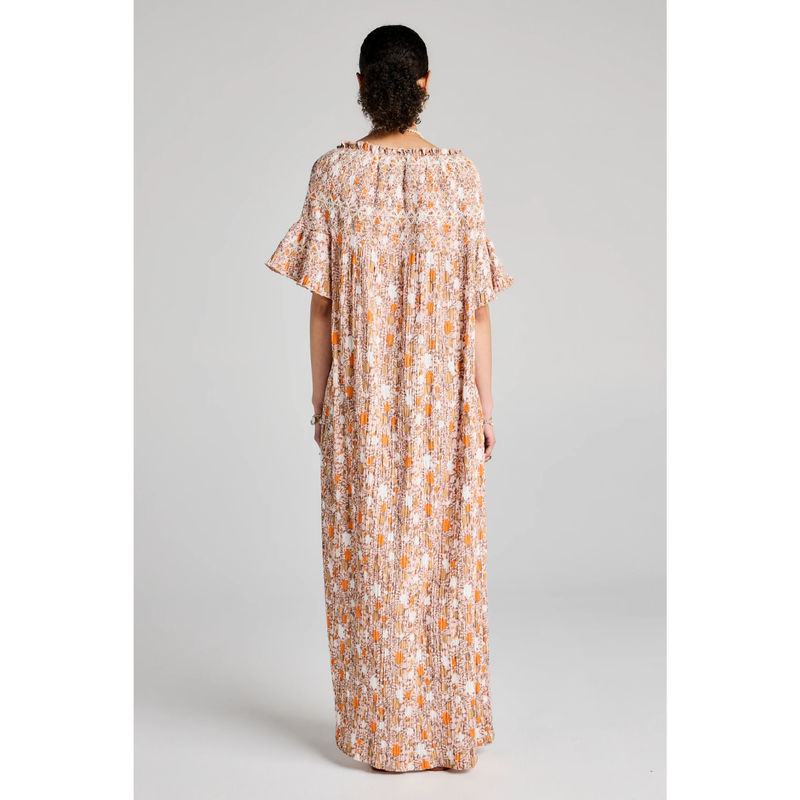 Theia Smocked Dress - Pink Multi/White