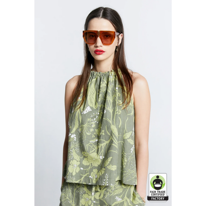 Wardian Bow Top - Wild Flowers Seersucker
