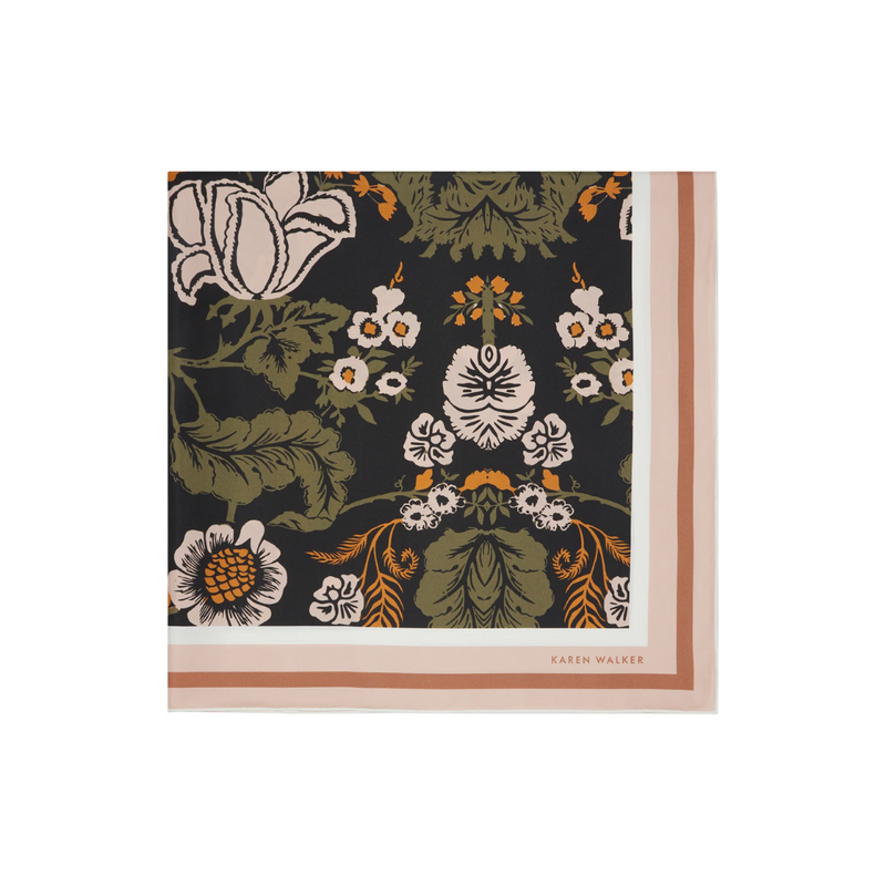 Woodblock Floral Classic Scarf - Black