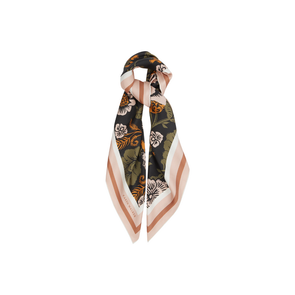 Woodblock Floral Classic Scarf - Black