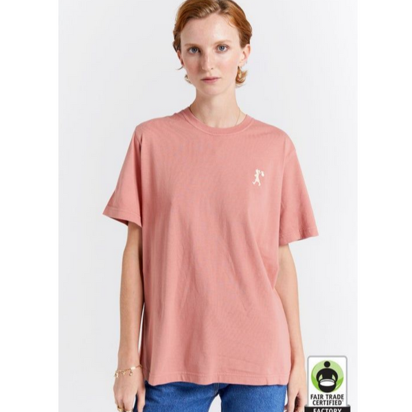 Embroidered Runaway Girl Classic Organic Cotton T-shirt - Rose