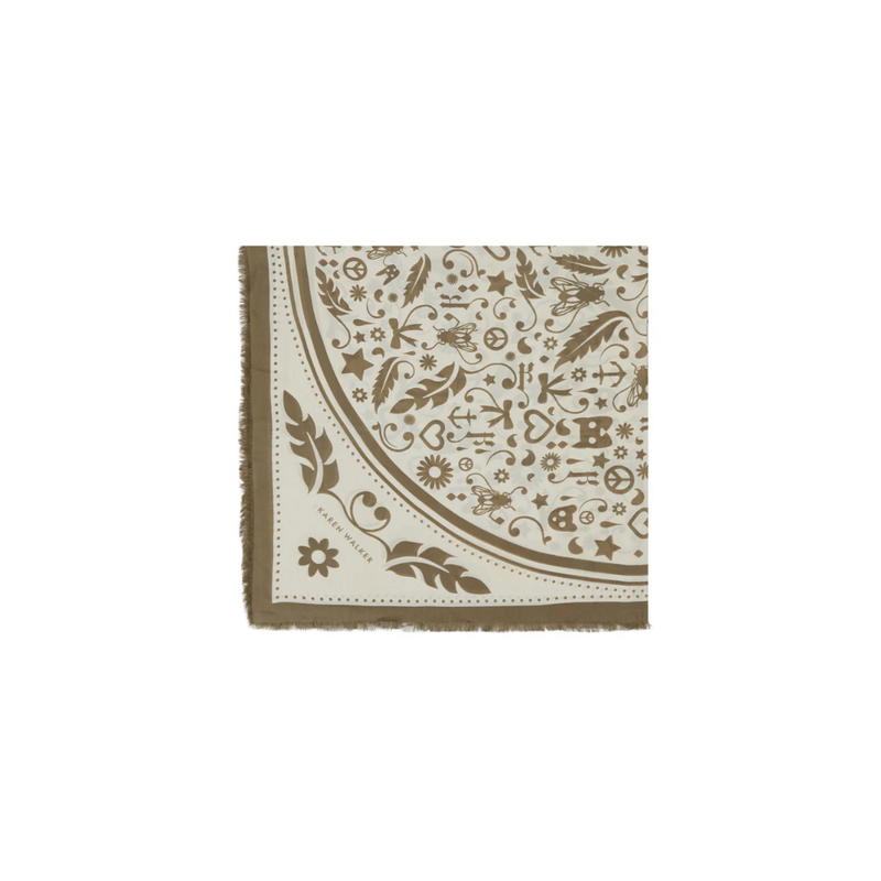 Filigree Model Twill Scarf - Olive + Cream