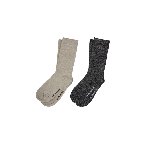 KW Glitter Socks - Natural Silver + Black Silver