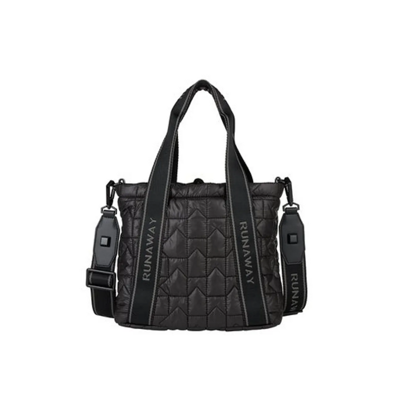 Monogram Quilted Small Drawstring Tote - Black