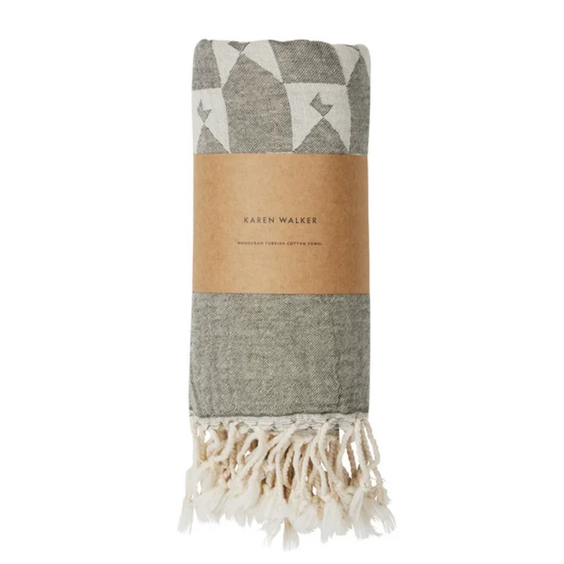 KW Monogram Turkish Towel - Olive