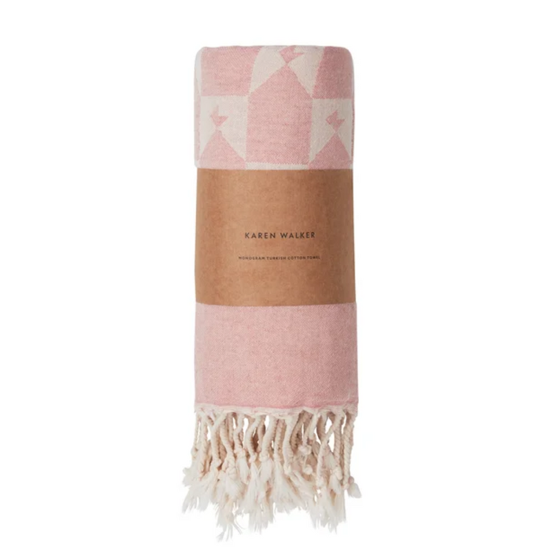 KW Monogram Turkish Towel - Pink