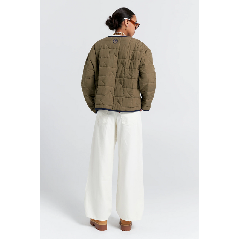 Quilted Drift Jacket - Khaki + Navy