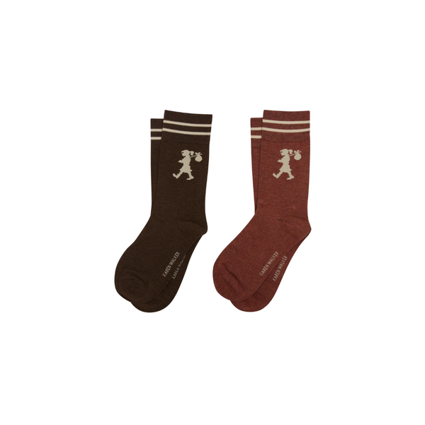 KW Runaway Girl Socks Set of 2 - Dark Brown + Mahogany