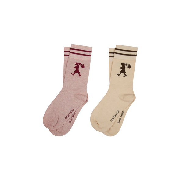 KW Runaway Girl Socks Set of 2 - Pink + Sand