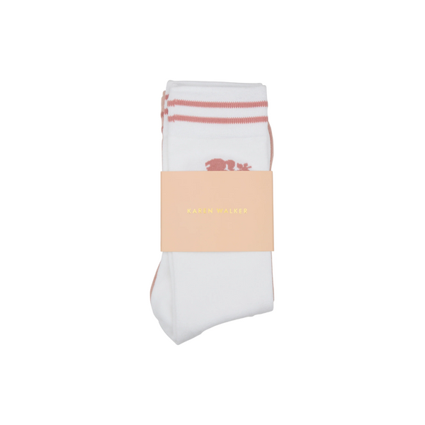 KW Runaway Girl Socks 2 pack - Pink + White