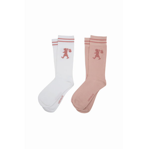 KW Runaway Girl Socks 2 pack - Pink + White