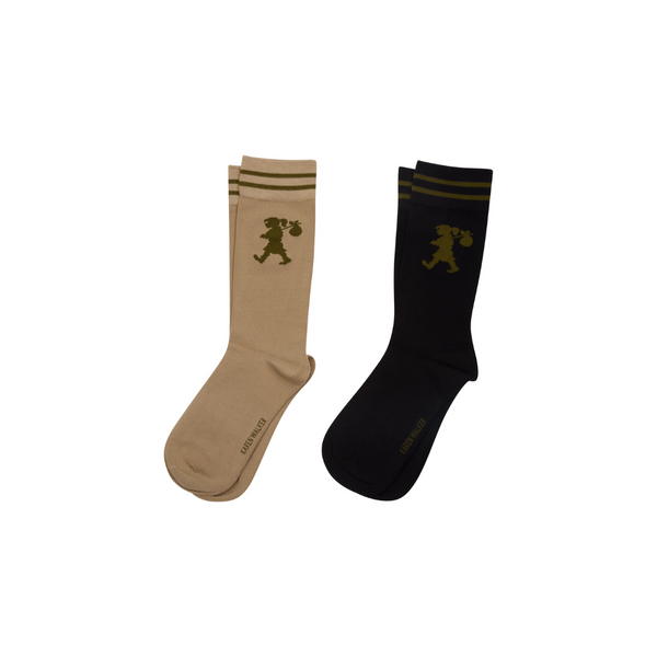 KW Runaway Girl Socks 2 pack - Black + Sesame