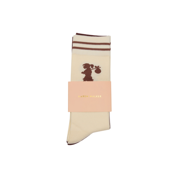 KW Runaway Girl Socks 2 pack - Cream + Mahogany
