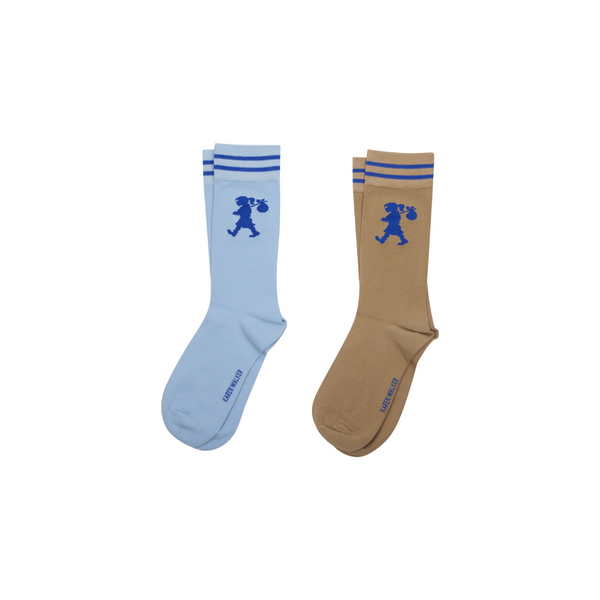 KW Runaway Girl Socks 2 pack - Sky Blue + Sesame