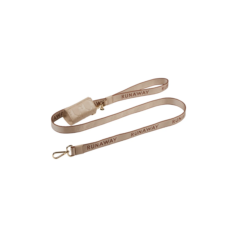 Runaway Woven Dog Leash + Bag Holder - Macadamia/Chestnut