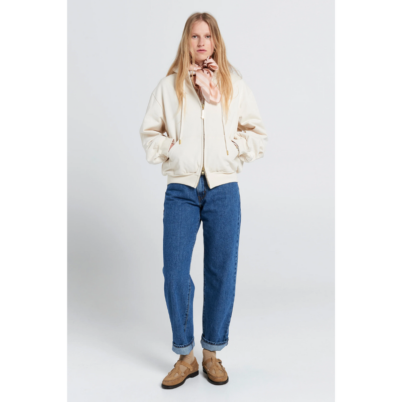 Walker Cropped Oversized Hoodie - Ecru