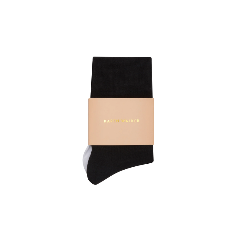 KW Runaway Embroidered Socks 2 pack - Black + White