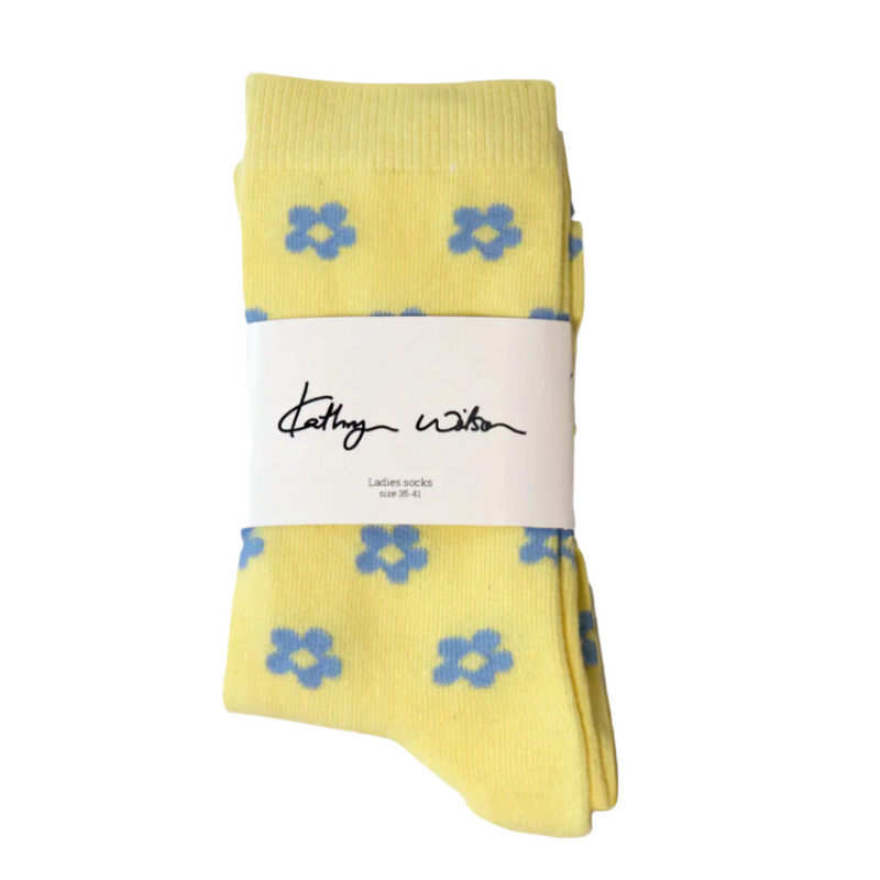 Petal Socks - Yellow + Cornflower