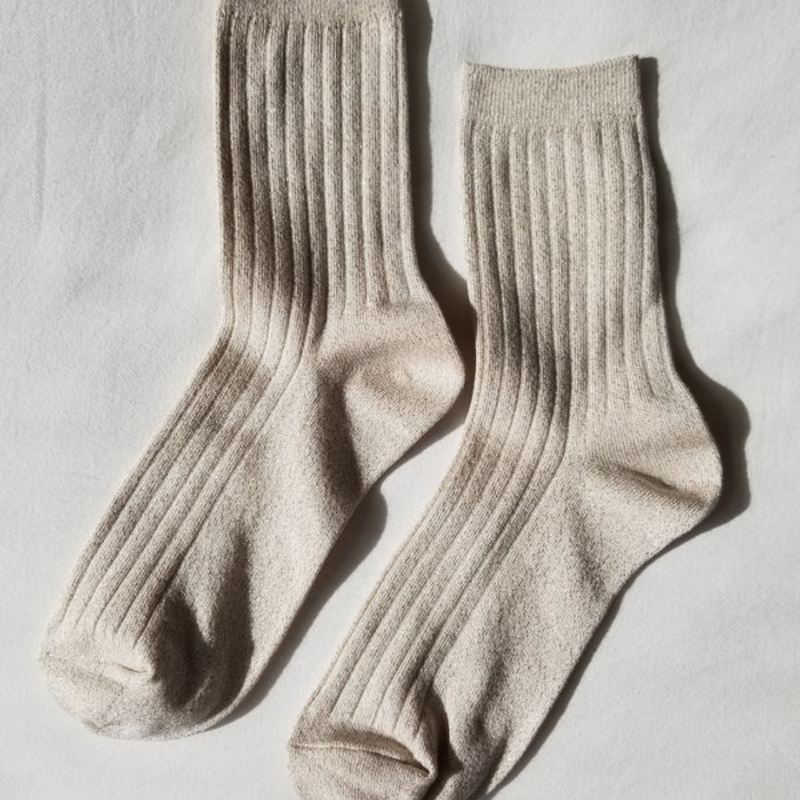 Her Socks Lurex - Ivory Gold Glitter