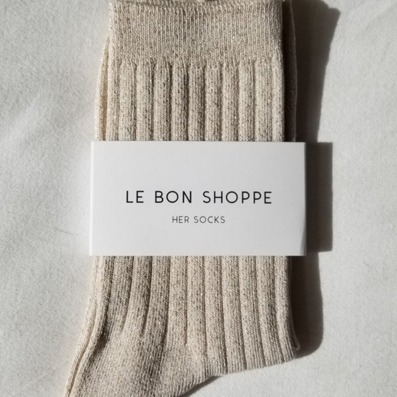 Her Socks Lurex - Ivory Gold Glitter