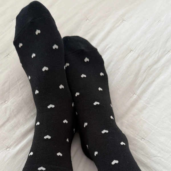 Sneaker Socks - Hearts Black + Cream