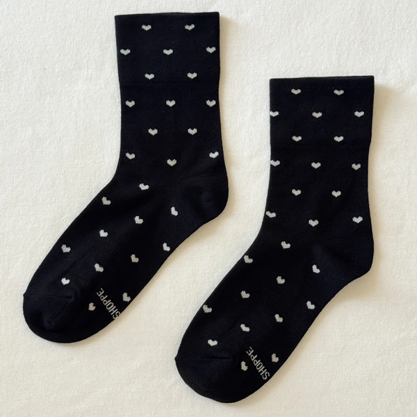 Sneaker Socks - Hearts Black + Cream