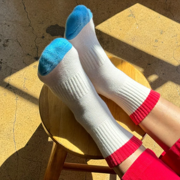 Girlfriend Socks - Blue + Red
