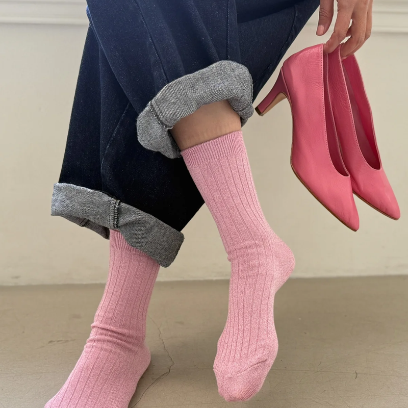 Her Socks Lurex - Sparkling Rose
