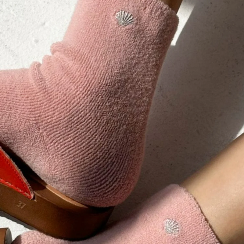 Cloud Socks - Pink Rose + Silver Seashell