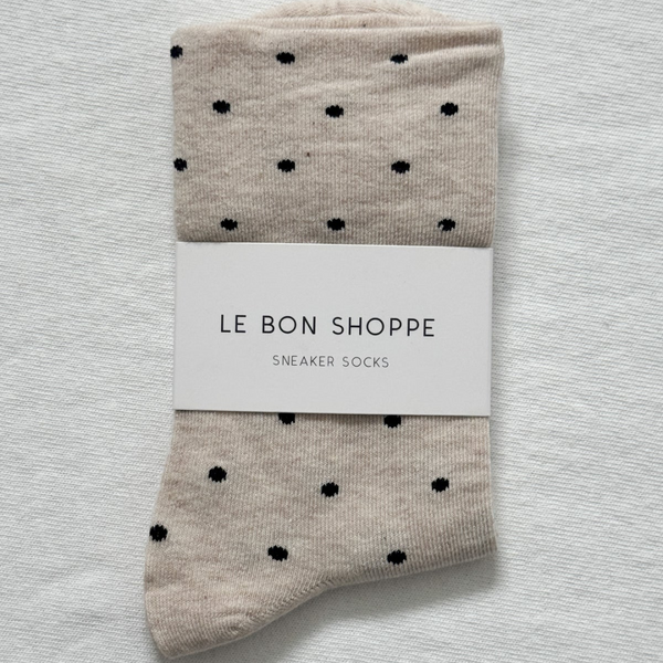 Sneaker Socks - Oatmeal Polka Dot