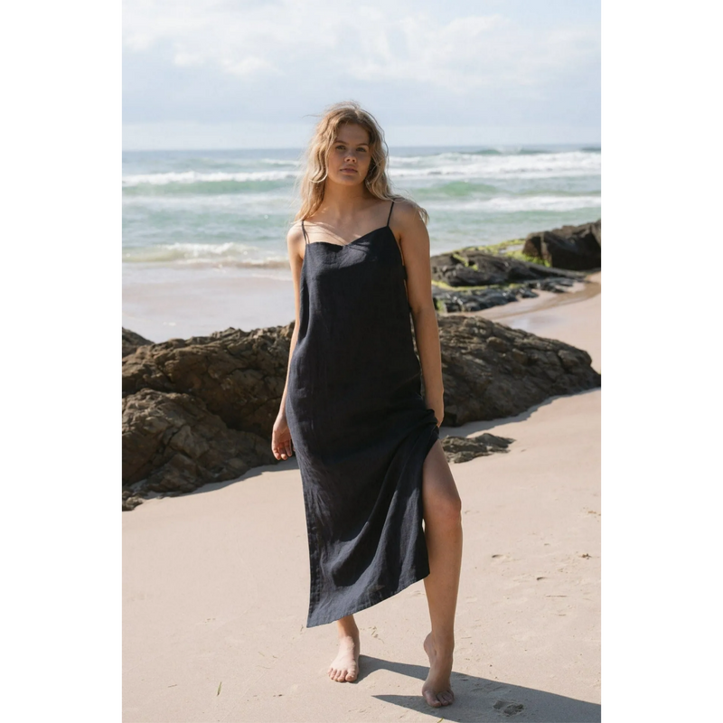 Kai Linen Slip - Navy