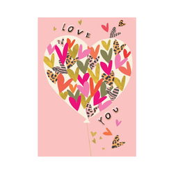 Heart Balloons Greeting Card - Love You