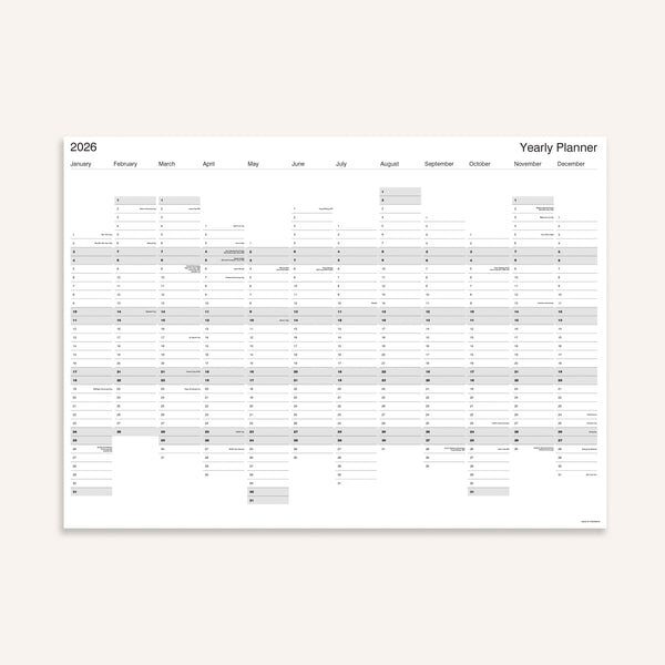 2026 Yearly Wall Planner - Large