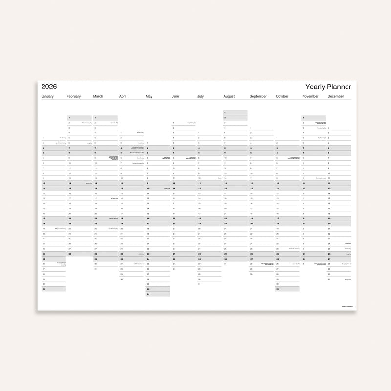 2026 Yearly Wall Planner - Large