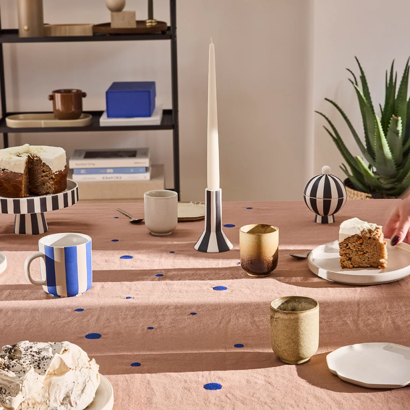 Nori Tablecloth - Terracotta/Optic Blue