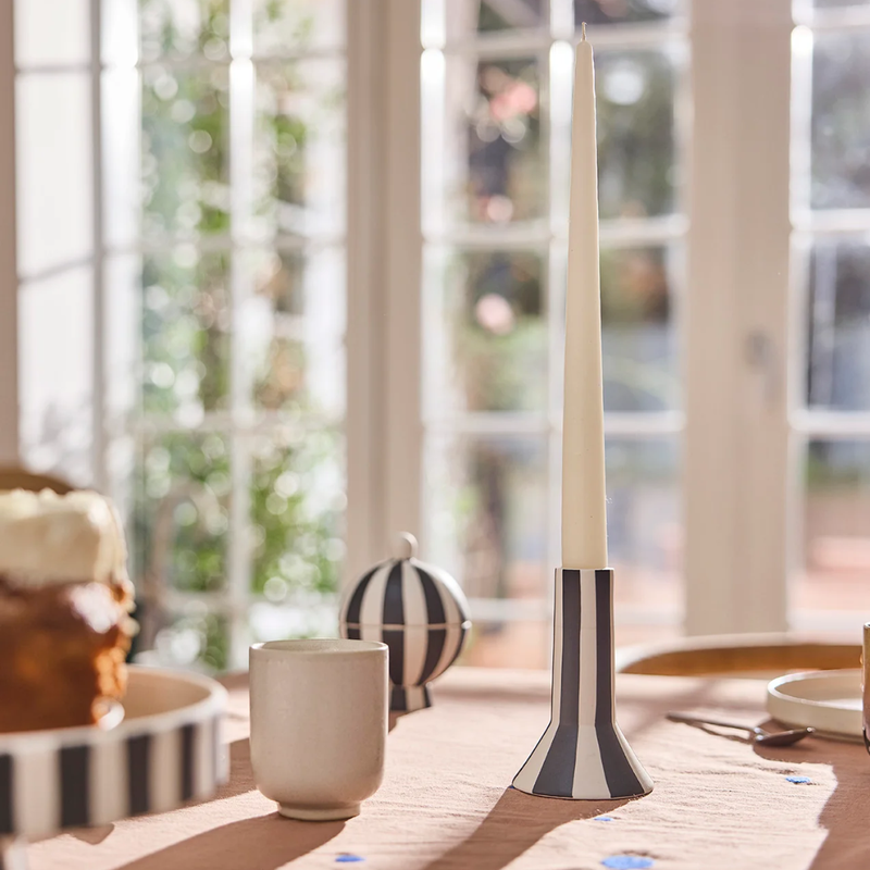 Toppu Candleholder High - White Black