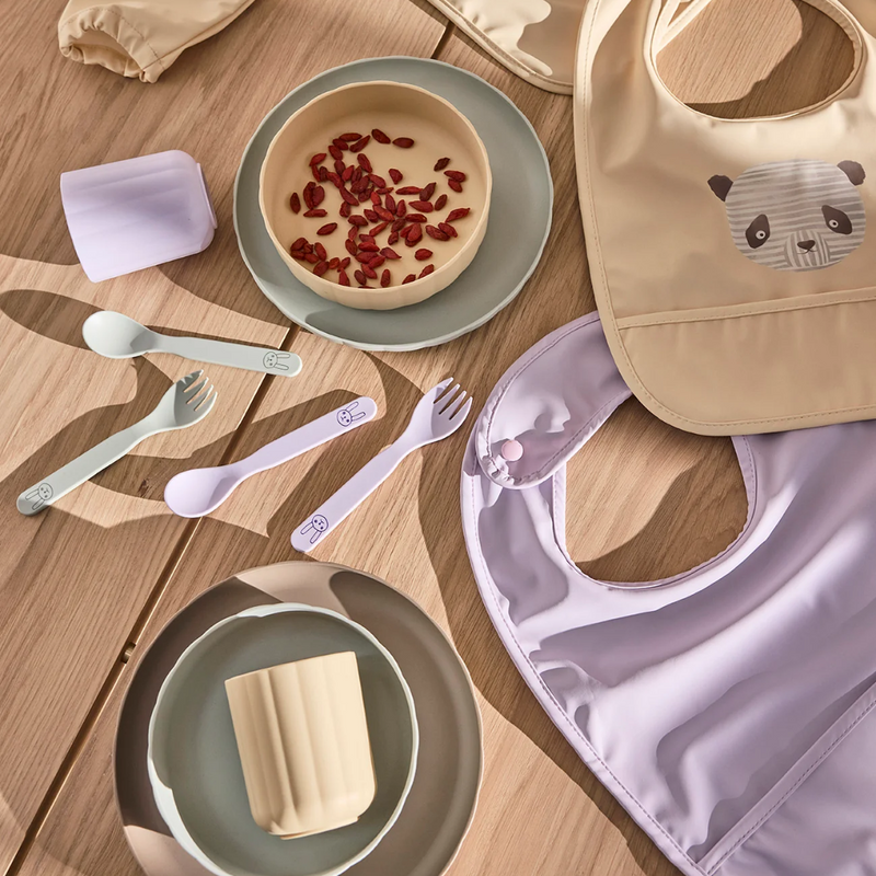 Lun Lun Panda Bib Set of 2 - Vanilla + Lavender