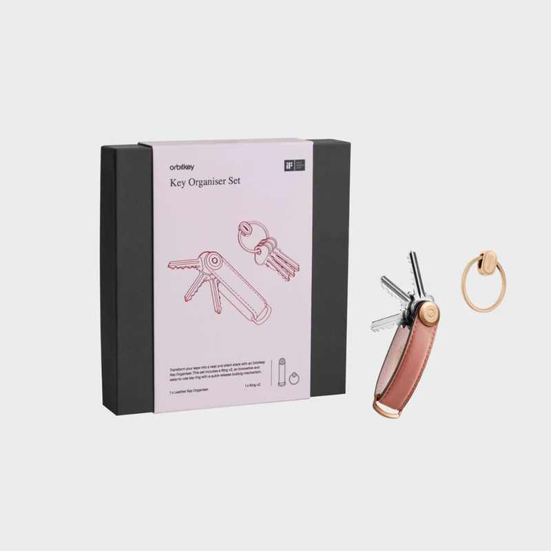 Key Organiser Leather Gift Set - Candy Pink