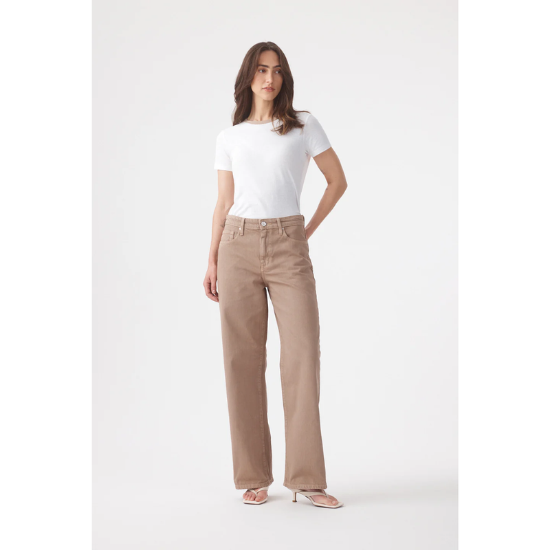 Olive Mid Slouchy Wide Jean - Mushroom