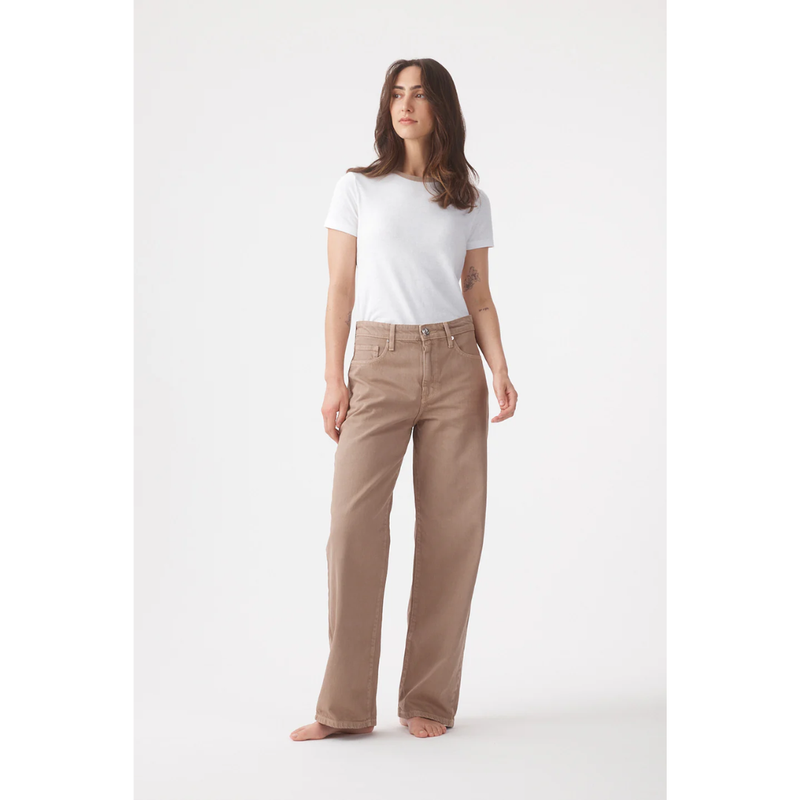 Olive Mid Slouchy Wide Jean - Mushroom