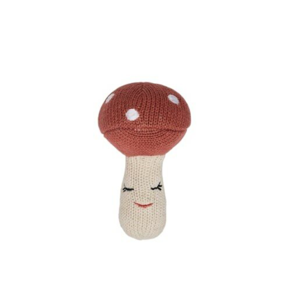 Mushroom Rattle - Off White/Red