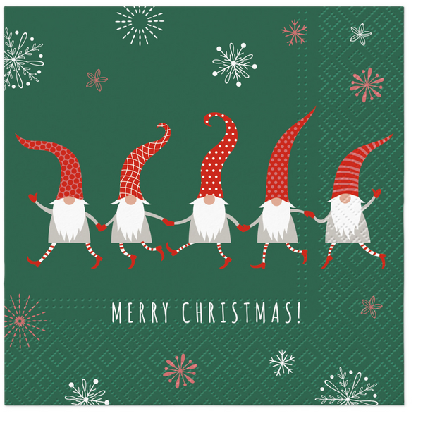 Christmas Napkins - Friendly Gnomes