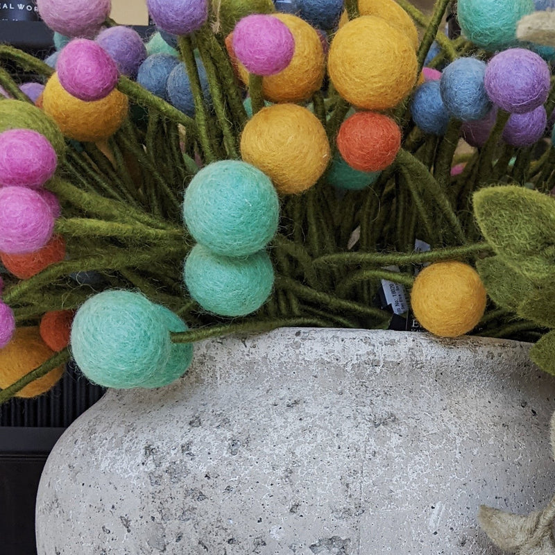 Yellow Felted Flower - 3cm