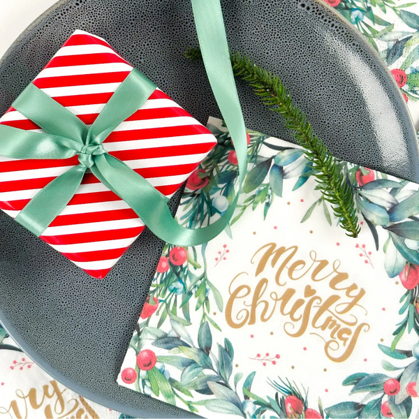 Merry Christmas Floral Paper Napkins